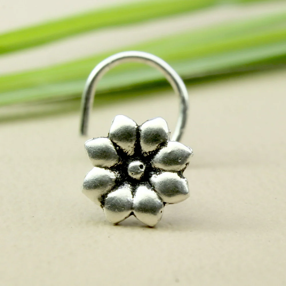Sterling Silver Flower Blossom Nose Pin