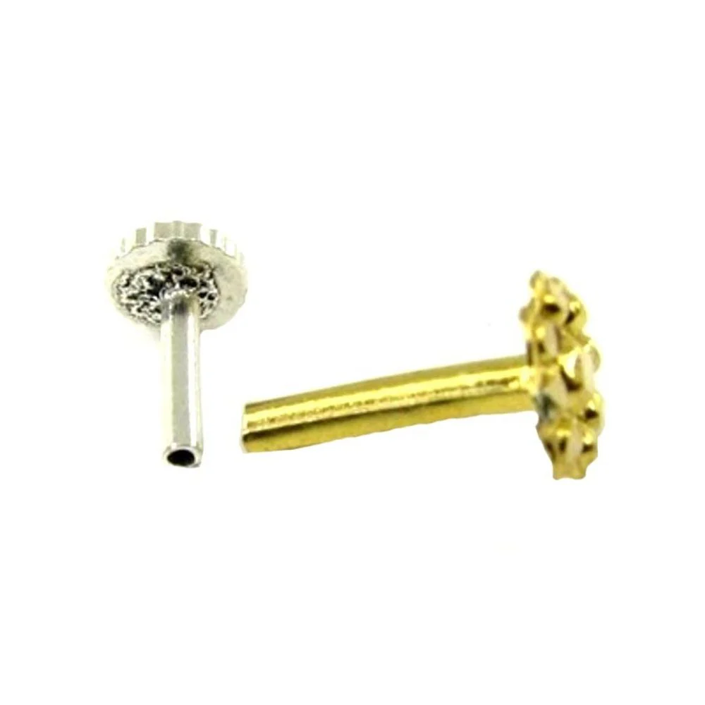 Ethnic Indian Design Floral Body Piercing Floral Nose stud Pin Solid Real 14k Yellow Gold - Image 3