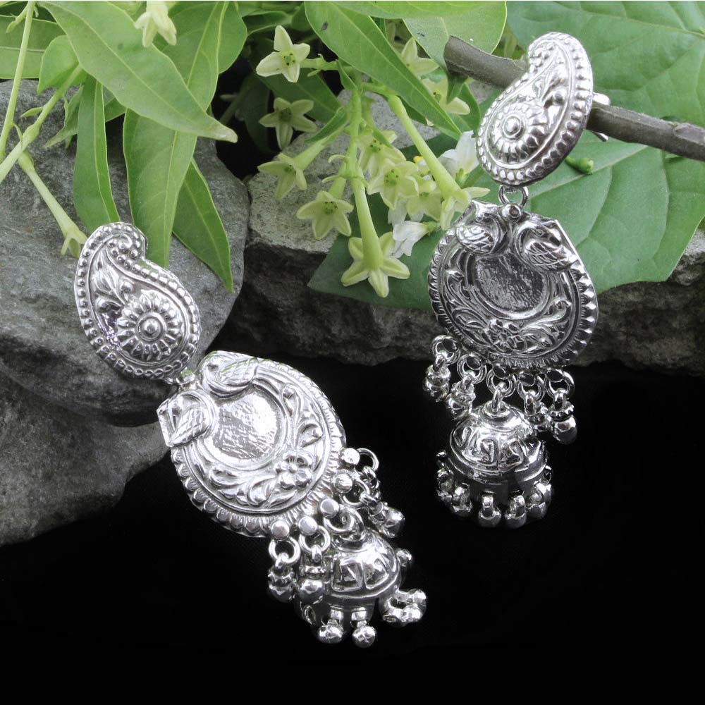 Ethnic Indian Jhumka Dangle Earrings 925 Sterling Silver