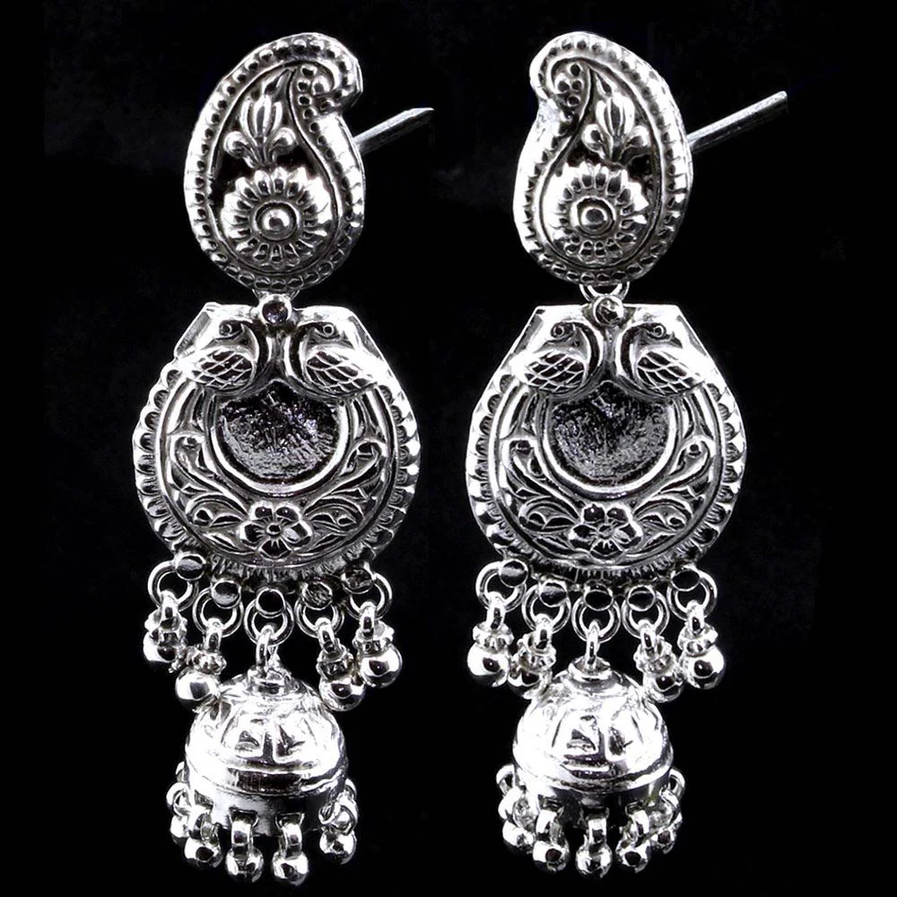 Ethnic Indian Jhumka Dangle Earrings 925 Sterling Silver - Image 2