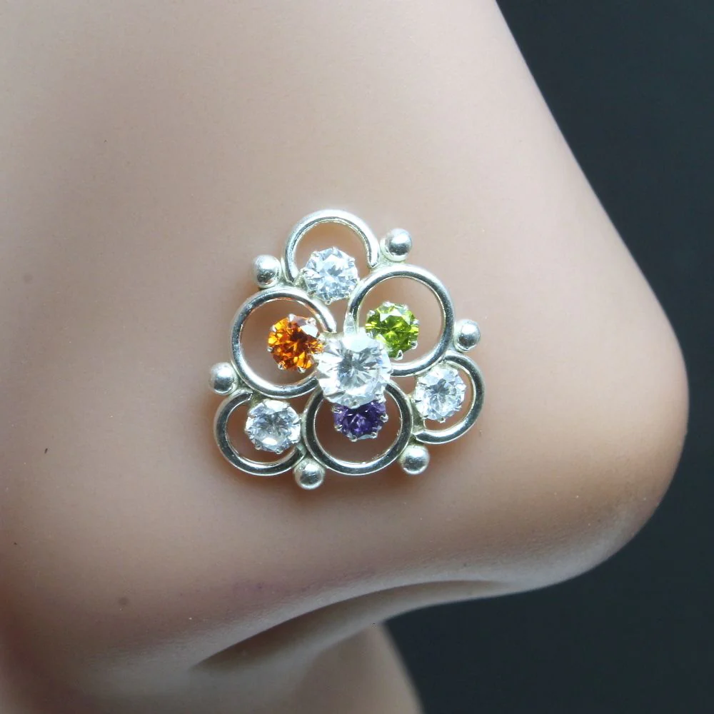 Silver Nose Stud Large Size with Secure Fit - Image 2
