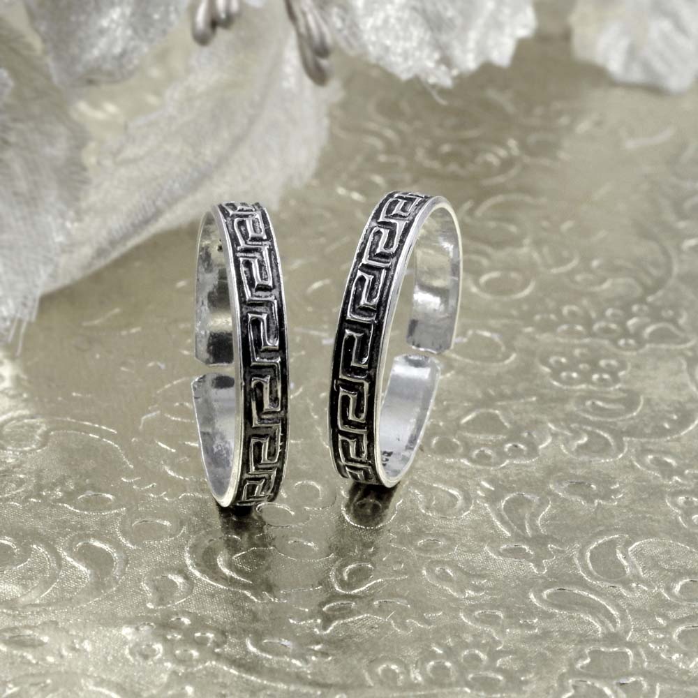 Ethnic Real 925 Silver Oxidized Toe THUMB Rings Handmade bichia Pair foot ring - Image 2