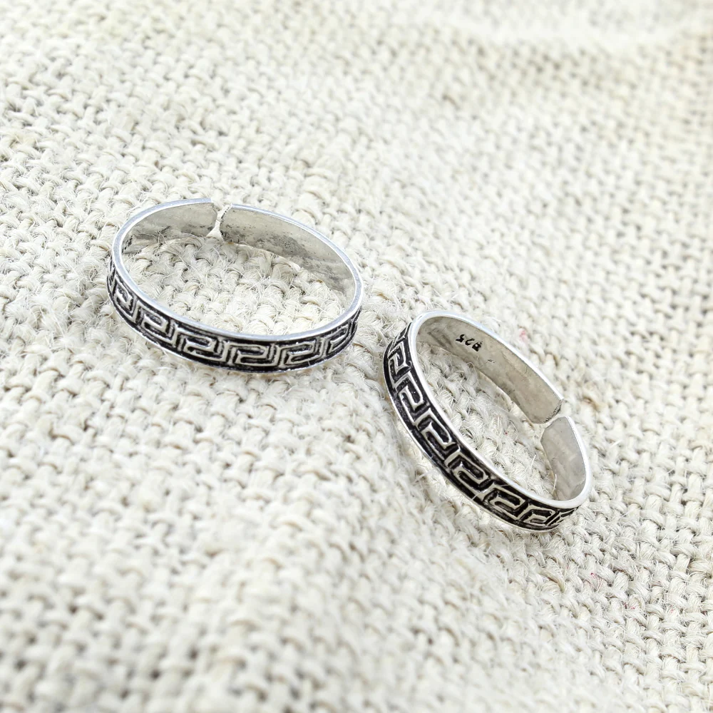 Ethnic Real 925 Silver Oxidized Toe THUMB Rings Handmade bichia Pair foot ring - Image 3