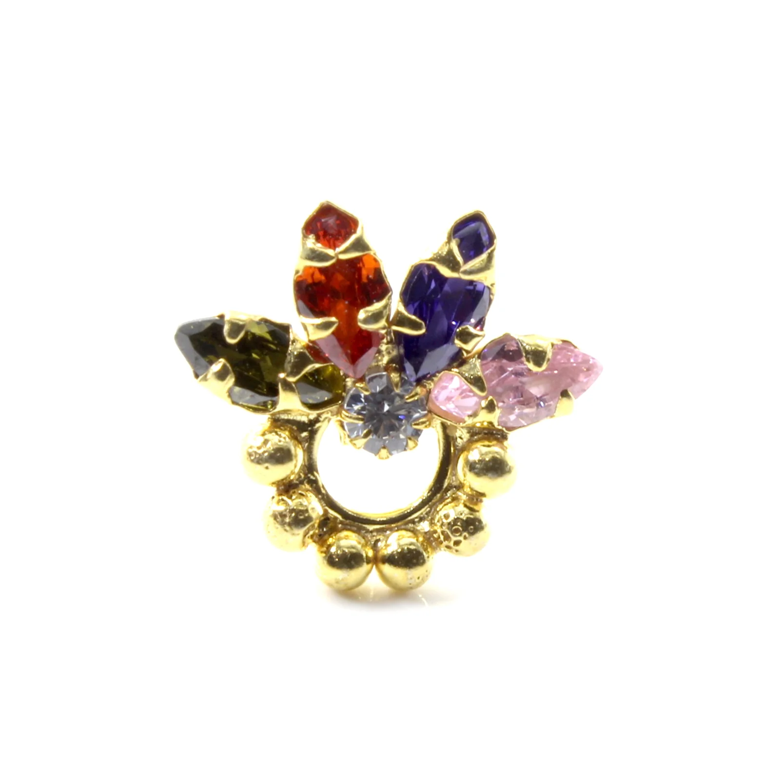 Chroma Bloom Gold Finish Silver Nose Stud - Image 3