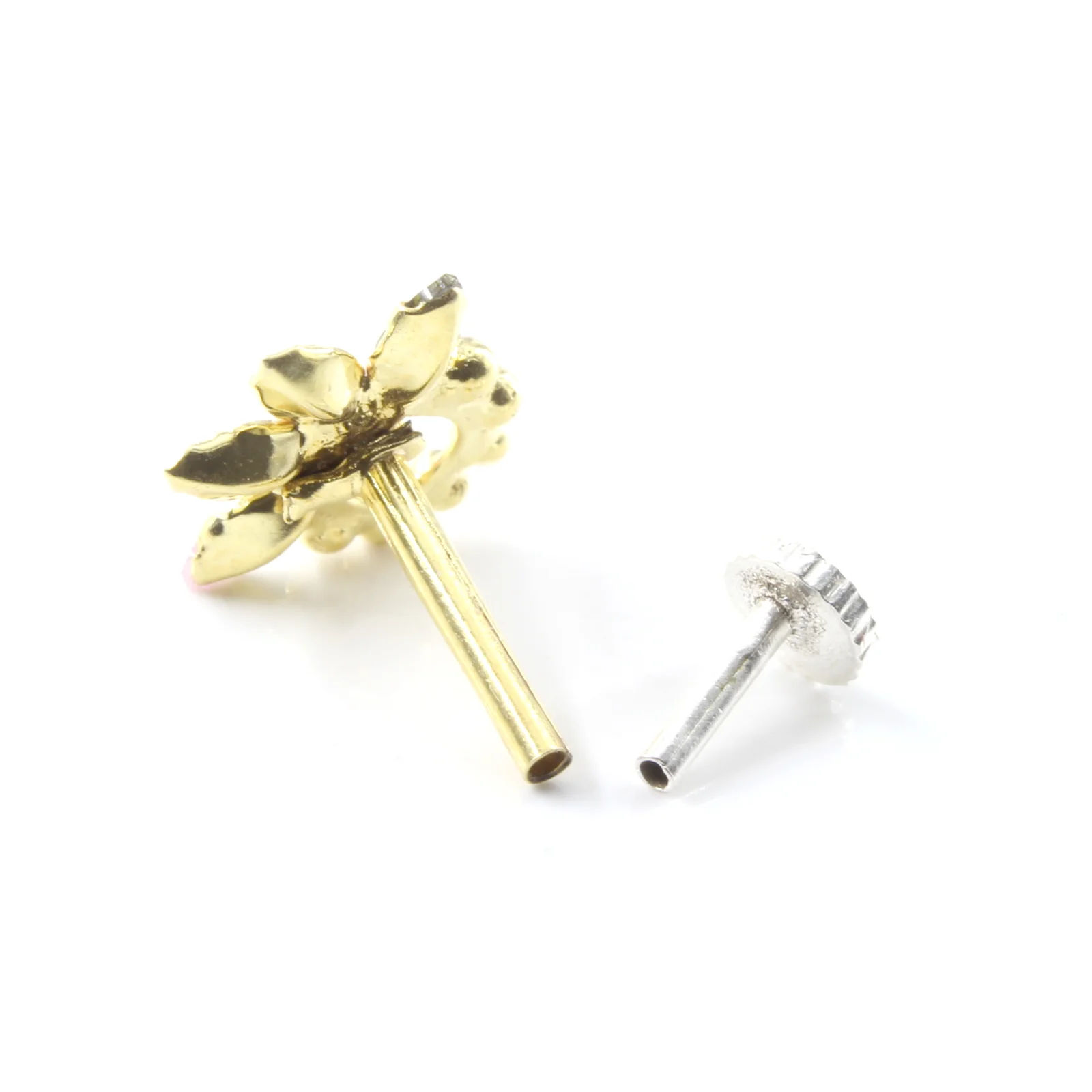 Chroma Bloom Gold Finish Silver Nose Stud - Image 4