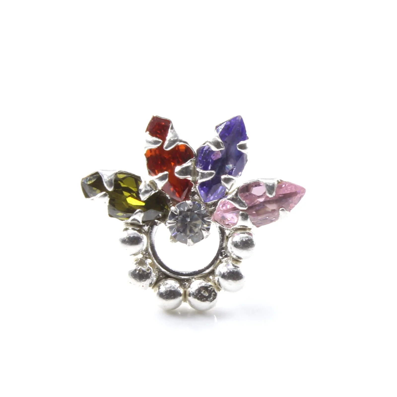 Chroma Bloom Gold Finish Silver Nose Stud - Image 7