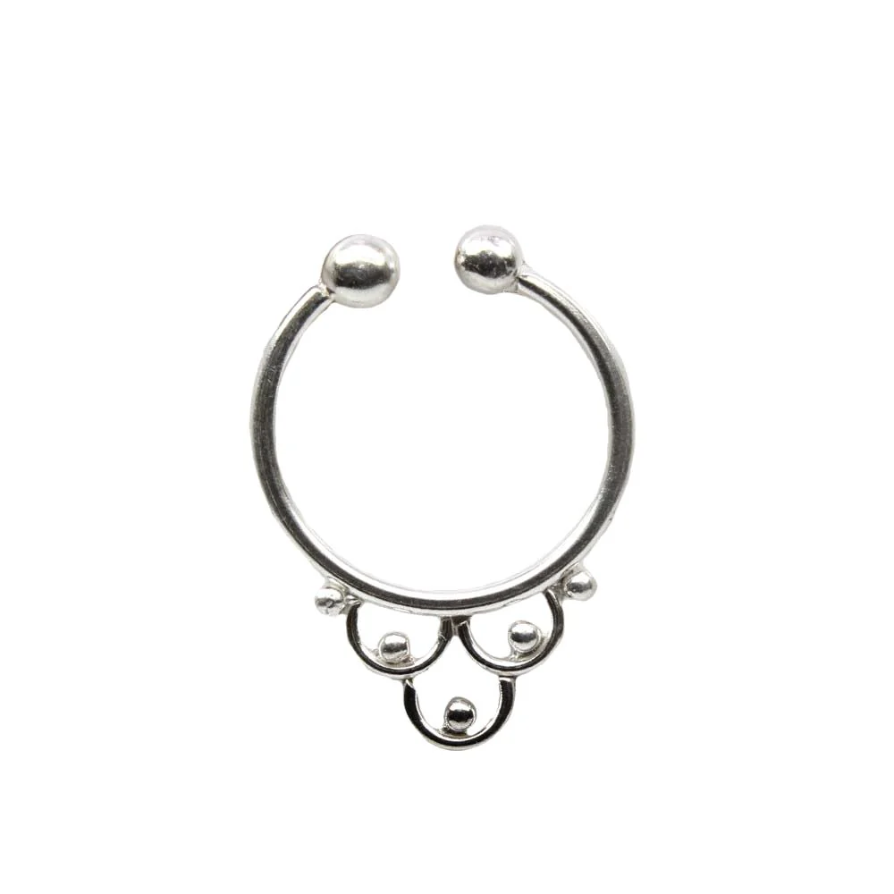 No Piercing Silver Septum Nose Ring - Image 3
