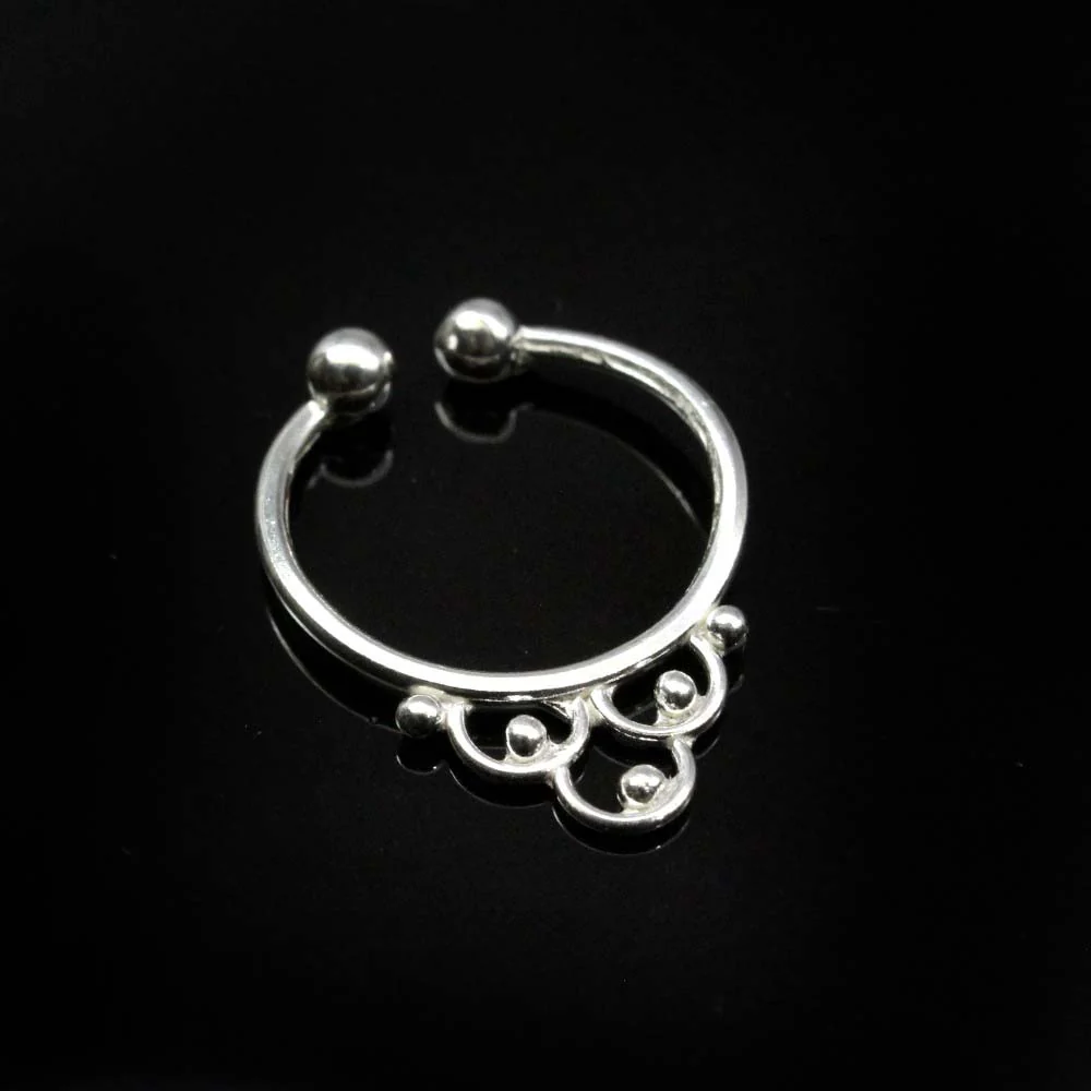 No Piercing Silver Septum Nose Ring - Image 4