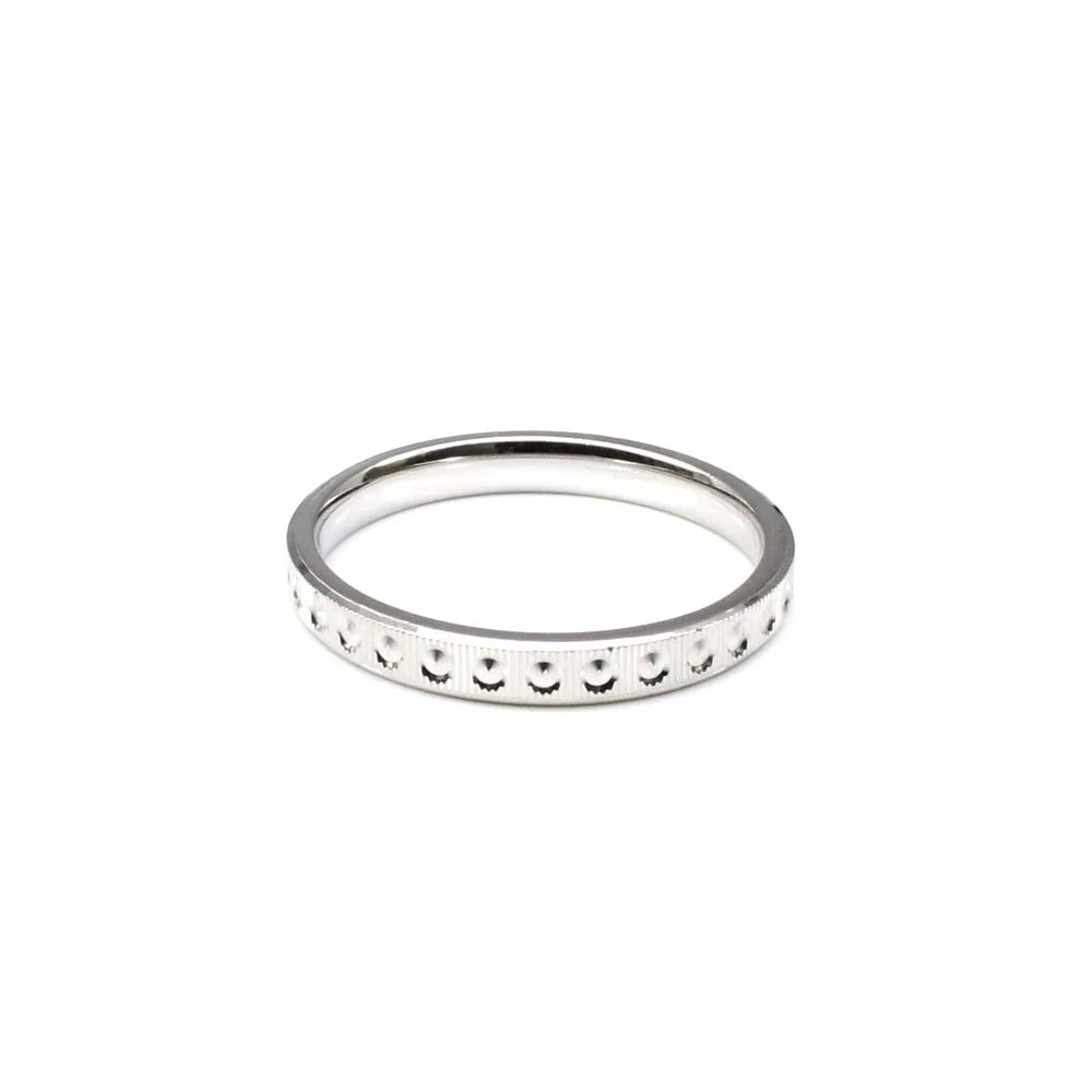 Fine Real Silver Engraved Dots Band Unisex Ring - Image 3