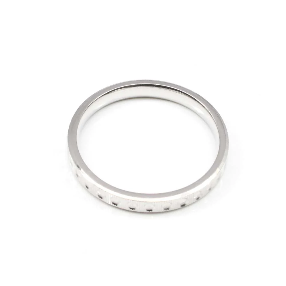 Fine Real Silver Engraved Dots Band Unisex Ring - Image 4