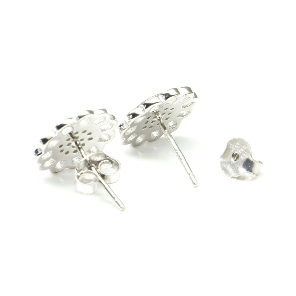 Fine Silver CZ Silver Stud Earring Set In Platinum Finish - Image 3