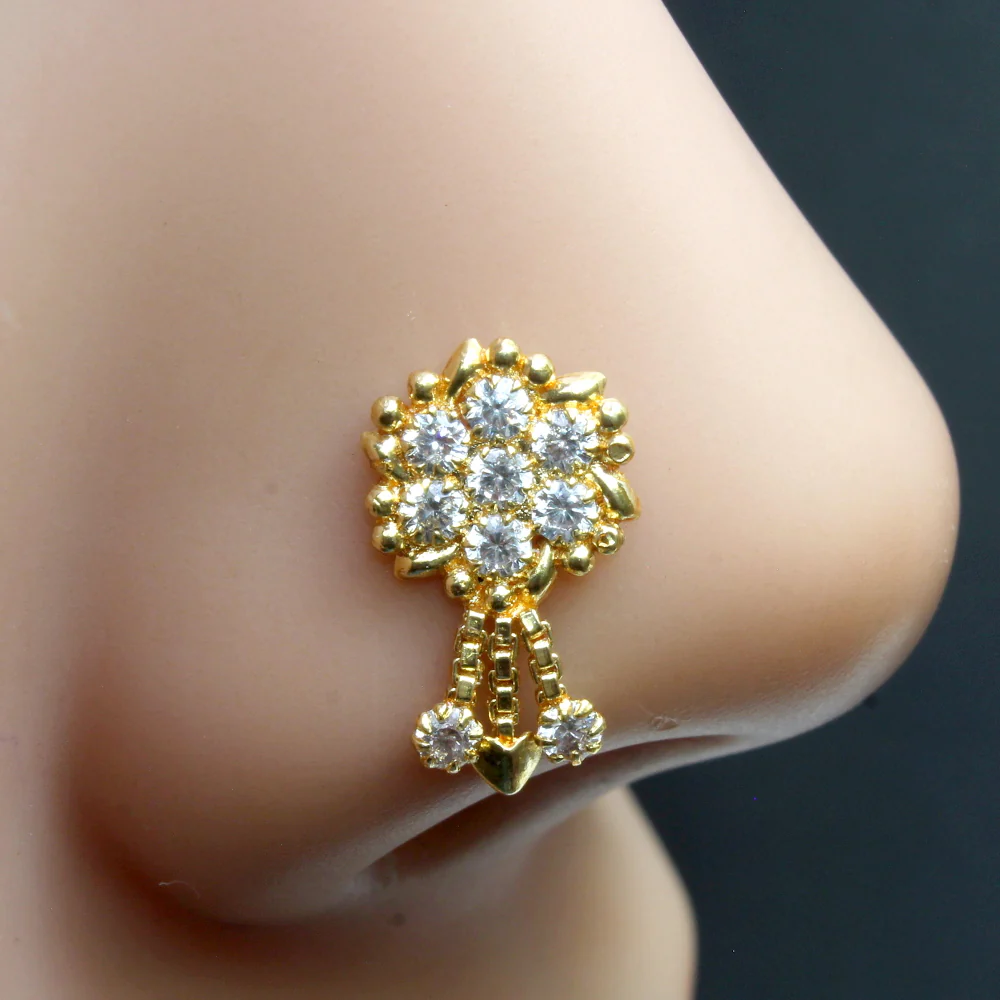 Floral cluster drop nose pin