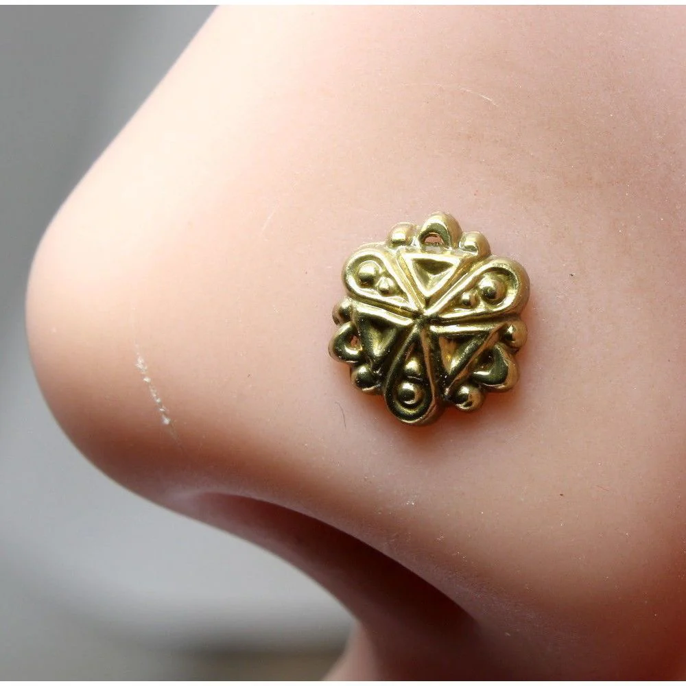 Floral geometric pattern nose pin