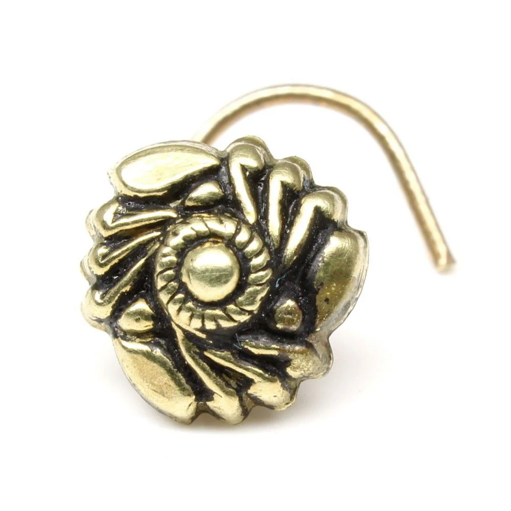 Floral-motif Indian nose stud