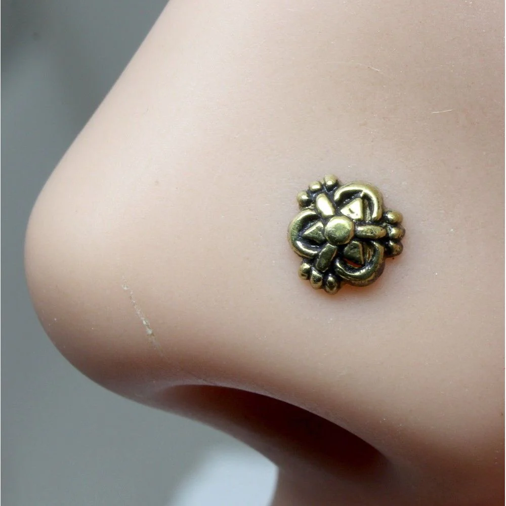 Floral pattern L-bend nose stud - Image 2