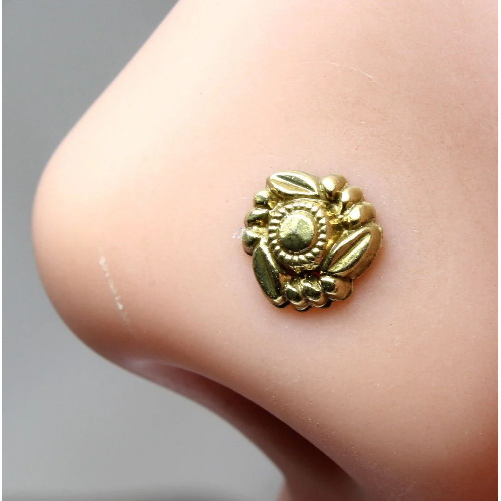 Floral pattern push pin nose stud
