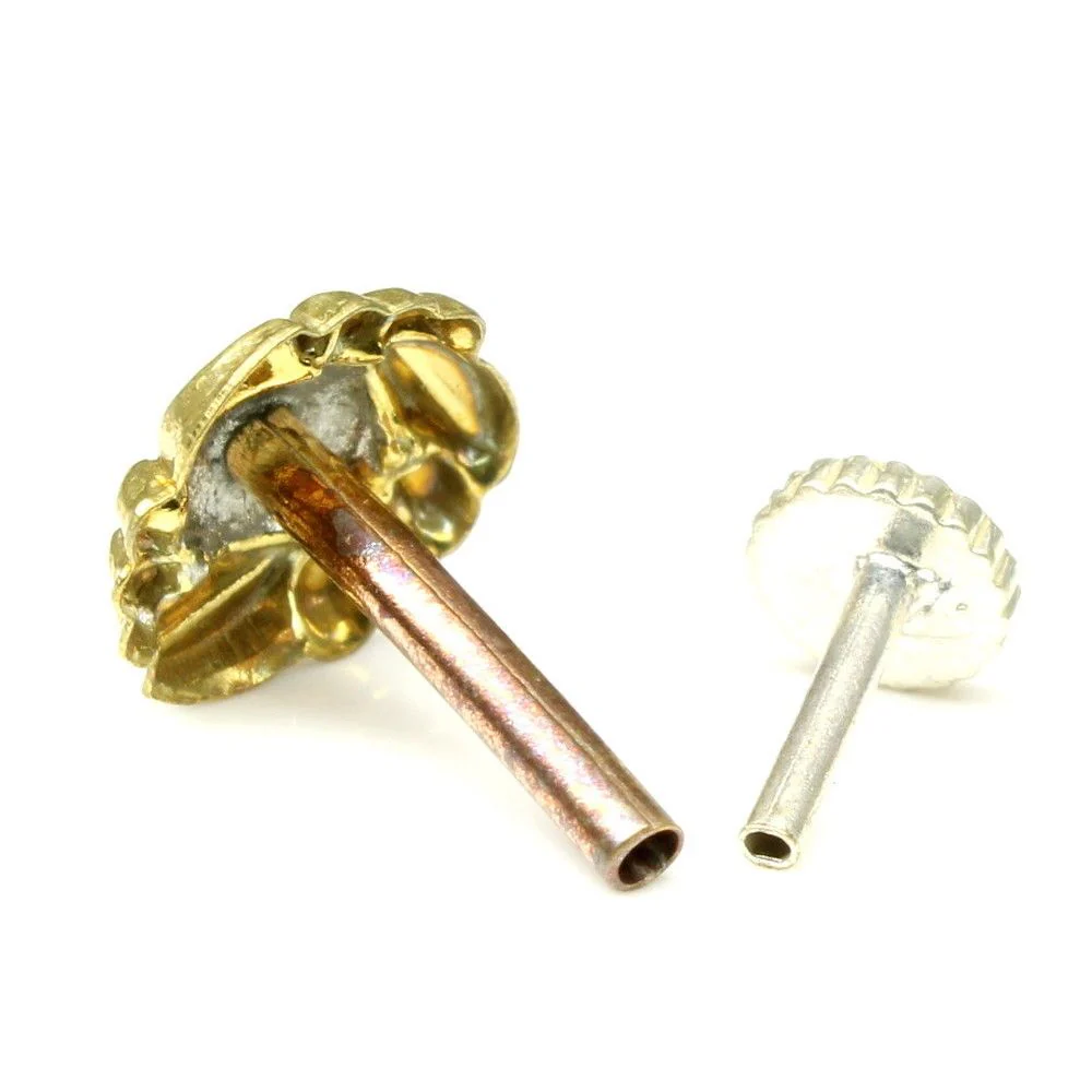 Floral pattern push pin nose stud - Image 3