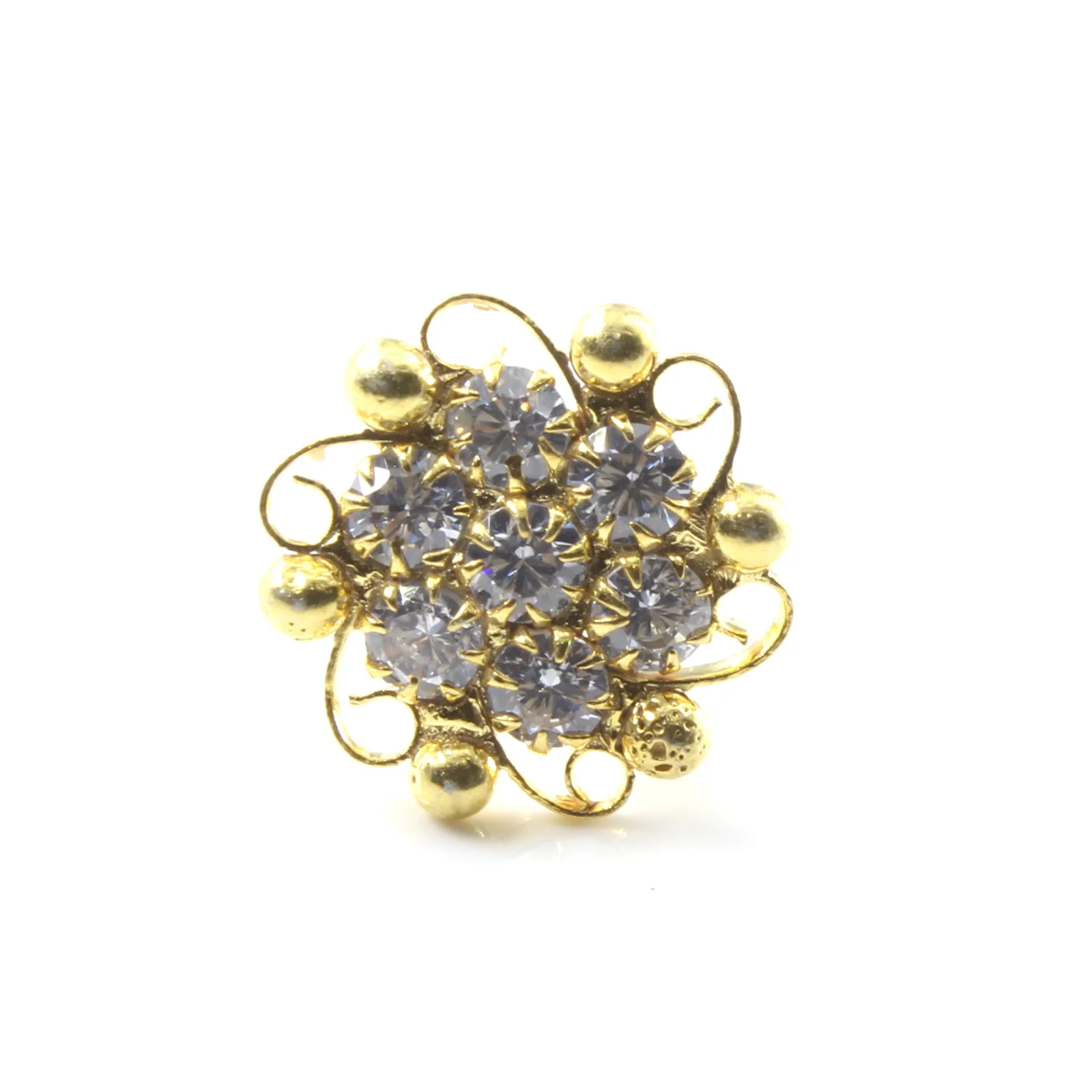 Floral Daily Wear Gold Plated Silver Nose Stud - Image 3
