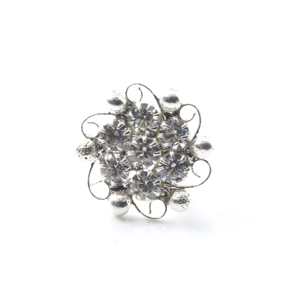 Floral Daily Wear Gold Plated Silver Nose Stud - Image 7