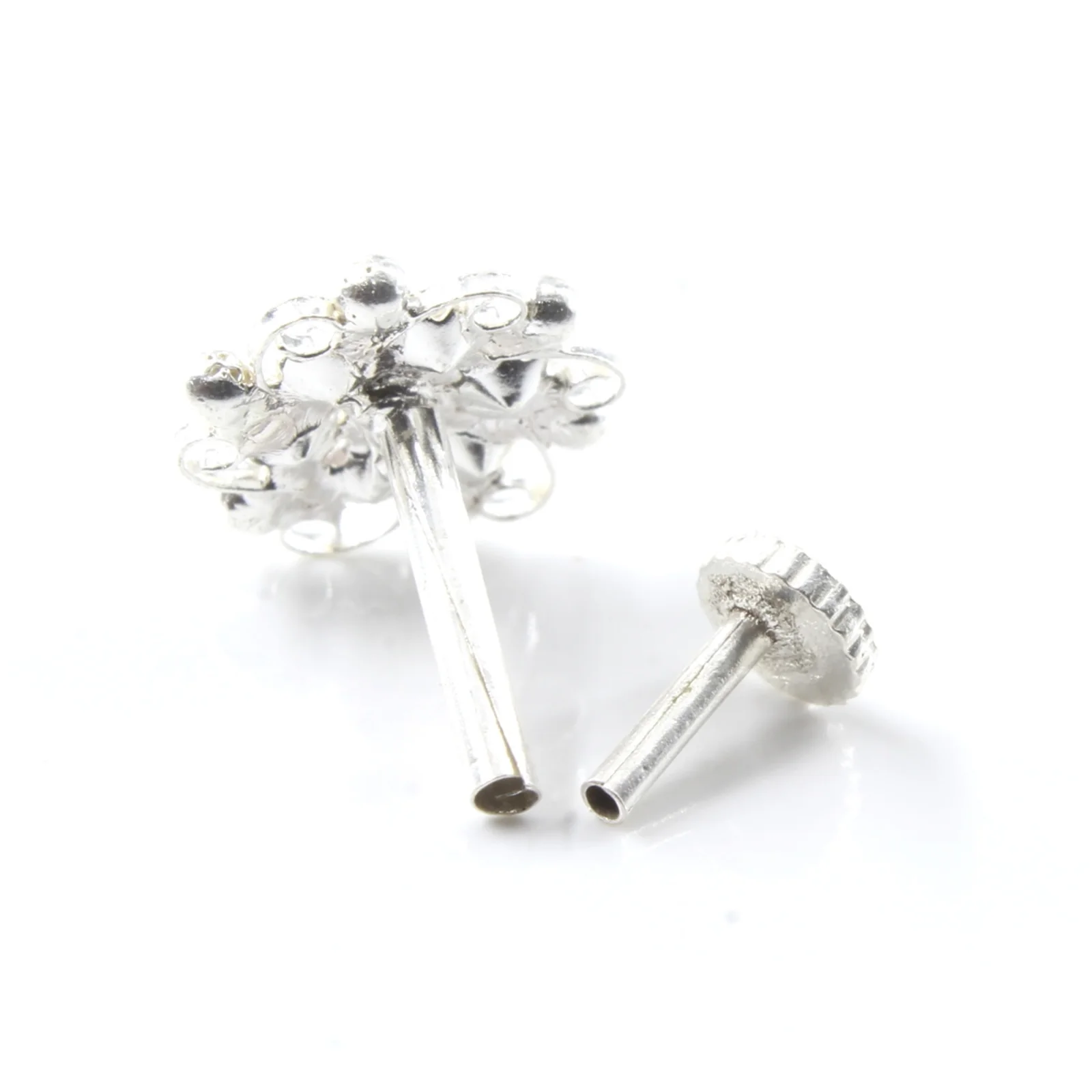 Floral Daily Wear Gold Plated Silver Nose Stud - Image 8