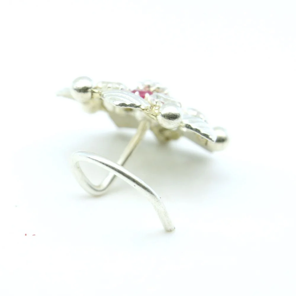 Floral Sterling Silver twisted nose Piercing - Image 3