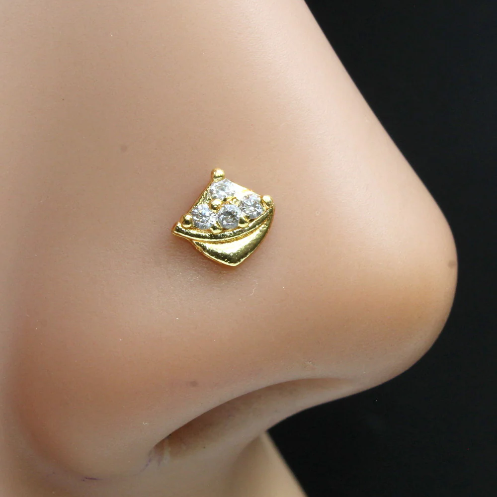 Floral triangle shaped L bend nose pin
