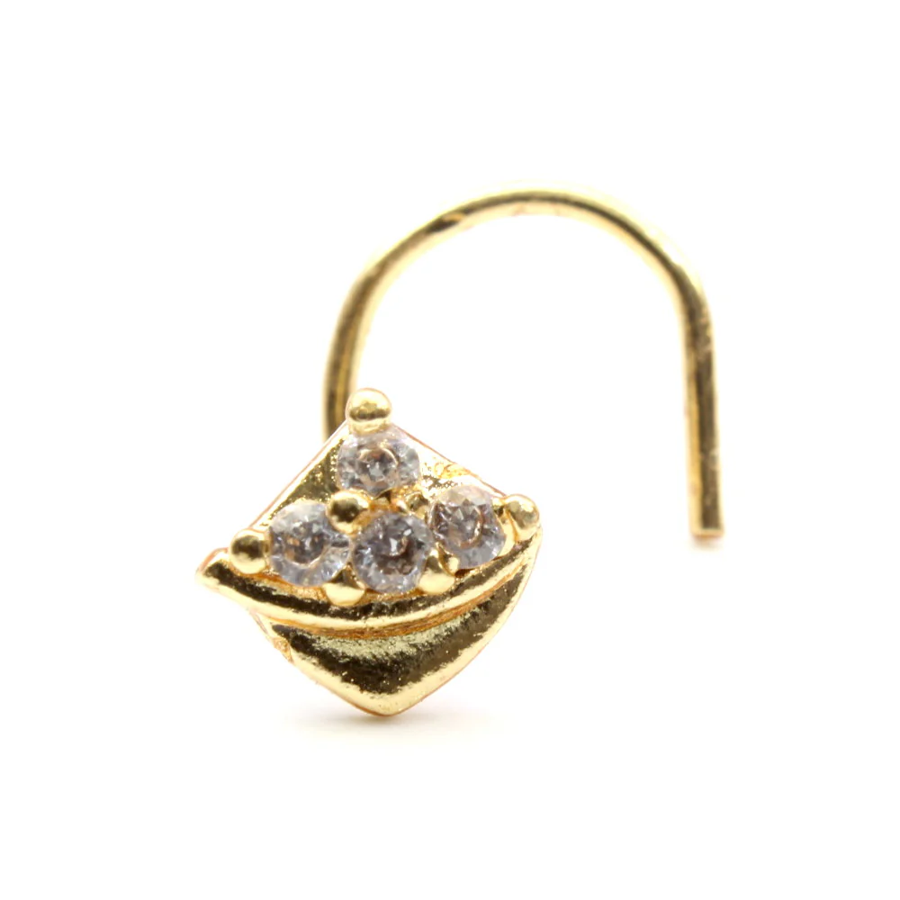 Floral triangle shaped L bend nose pin - Image 2