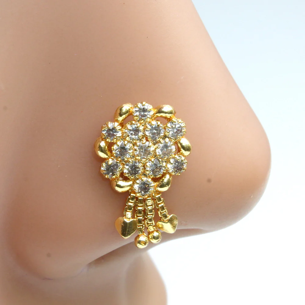 Flower dangle nose ring nose pin