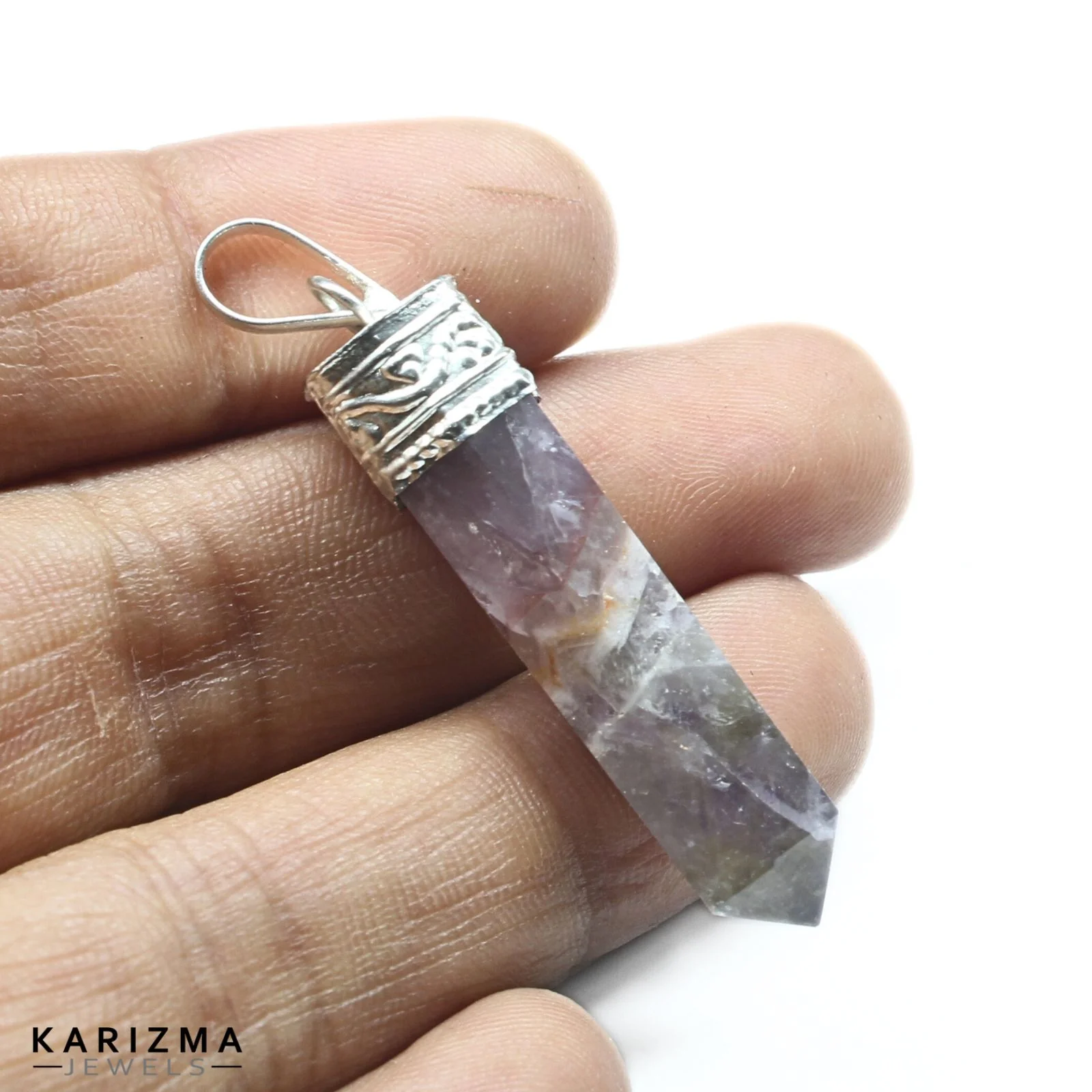 Genuine 26.1 Ct Natural Amethyst Healing Meditation Pencil Pendant - Image 2