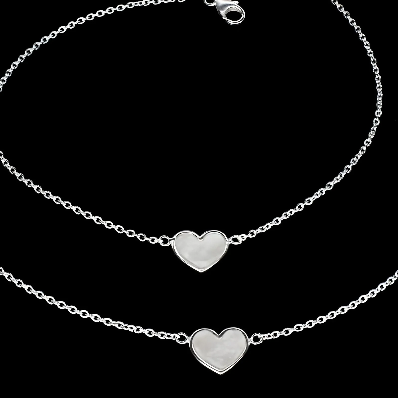 Girlish 925 Sterling Silver Lovely Heart Charm beach wear foot Anklet Pair 10.5" - Image 4