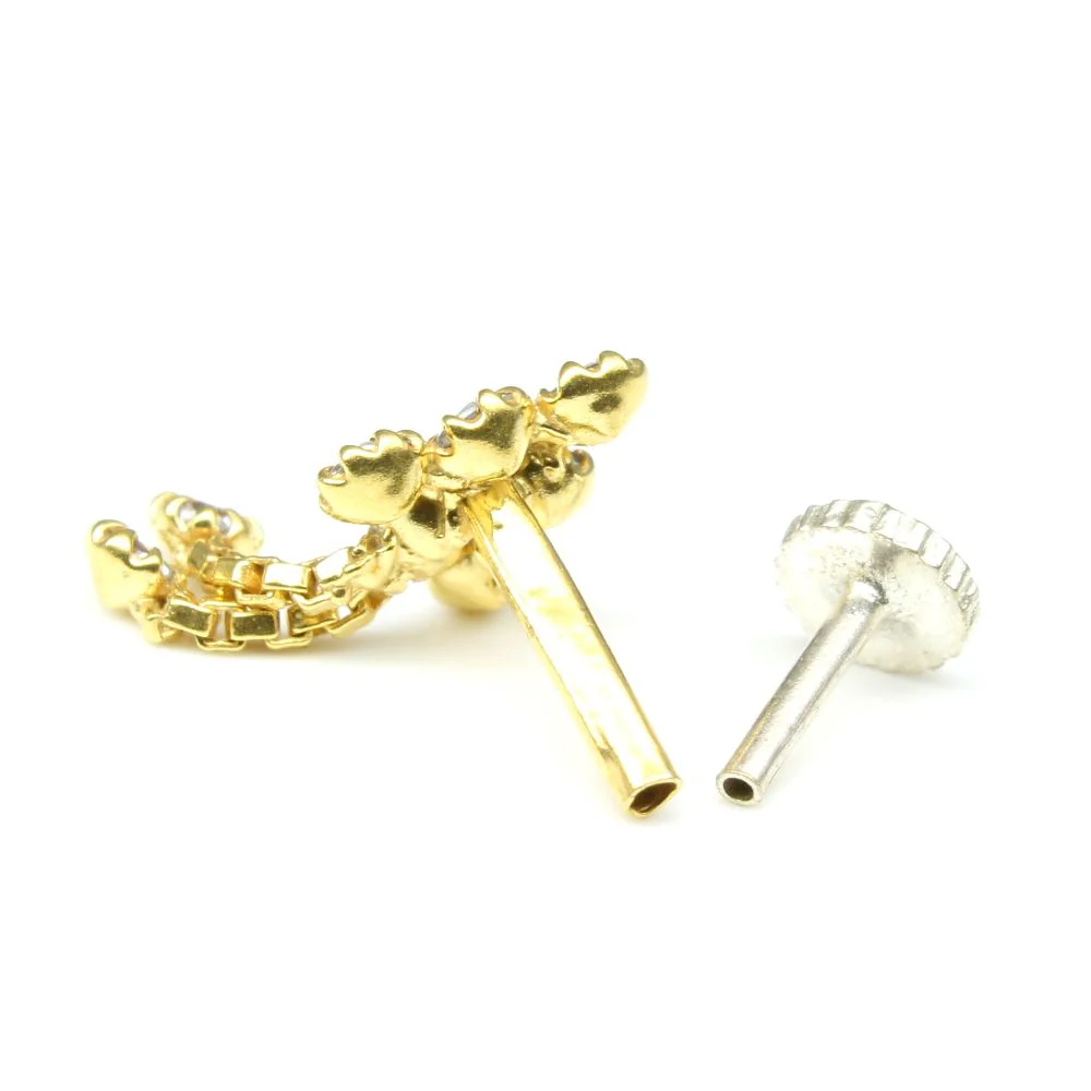 Gold filled dangle chained nose pin - Image 3
