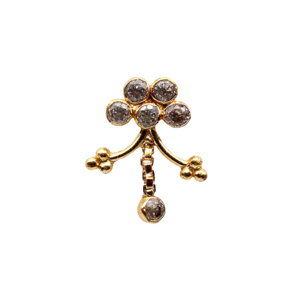 Gold plated dancing dangling twisted nose pin - Image 2