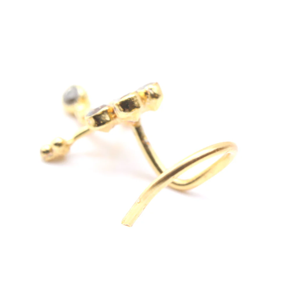 Gold plated dancing dangling twisted nose pin - Image 3