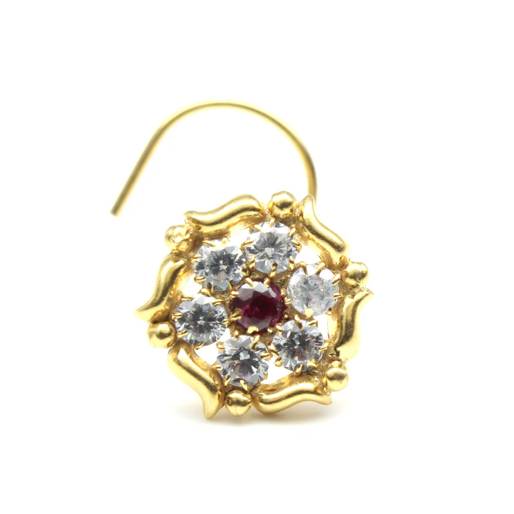 Gold Plated flower shape nose pin - Image 10