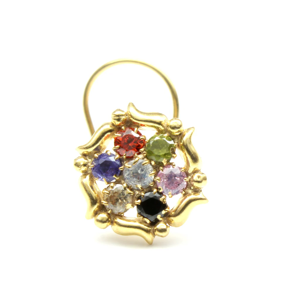 Gold Plated flower shape nose pin - Image 12