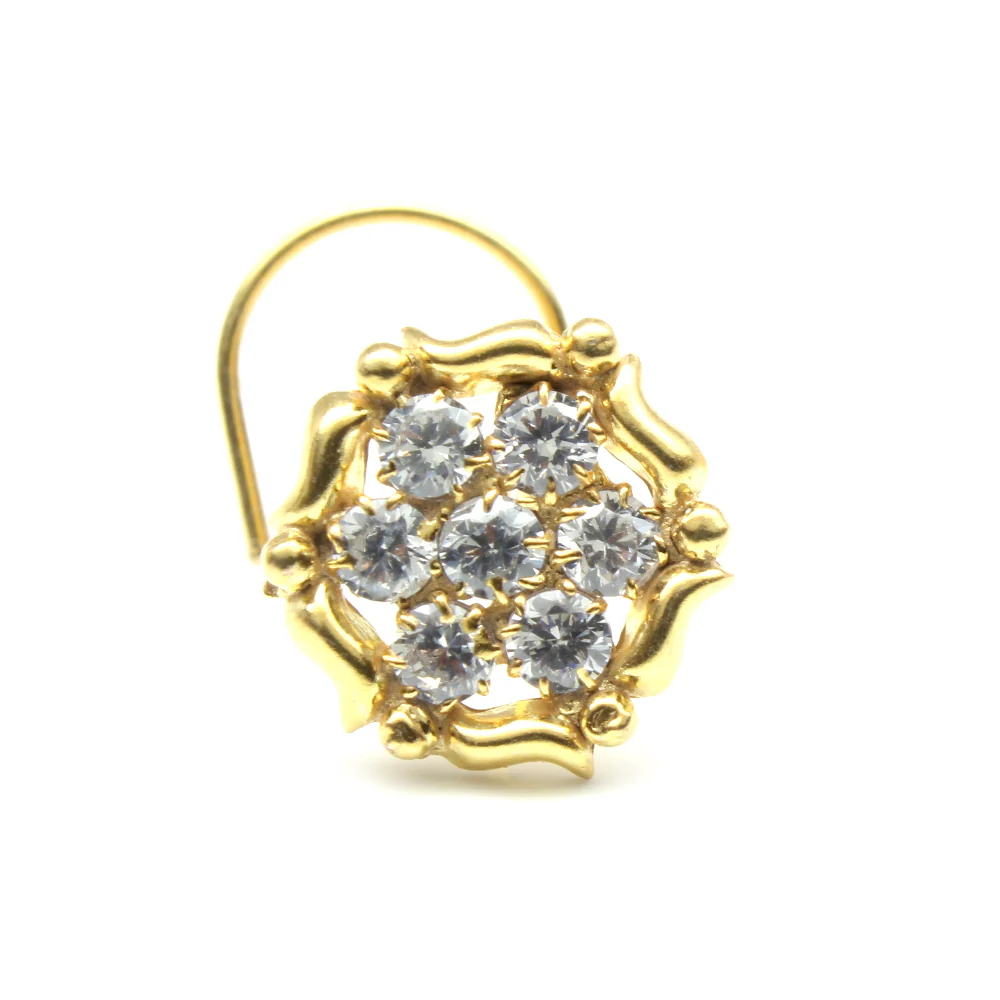 Gold Plated flower shape nose pin - Image 2