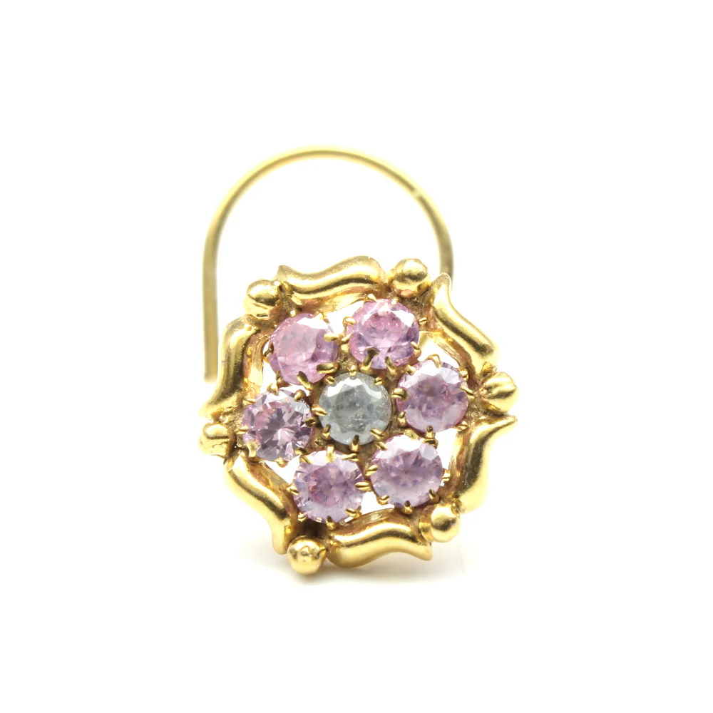 Gold Plated flower shape nose pin - Image 4