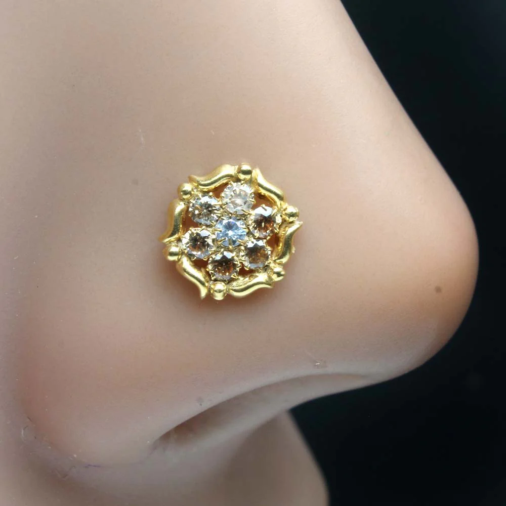 Gold Plated flower shape nose pin - Image 7