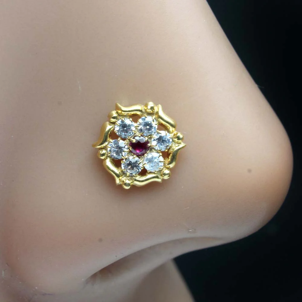 Gold Plated flower shape nose pin - Image 9