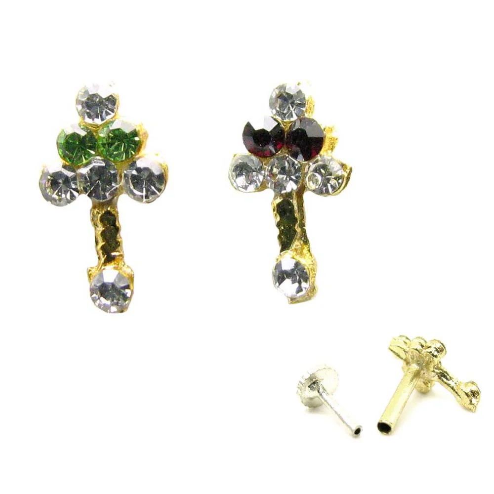 Gold plated rhinestone nose stud