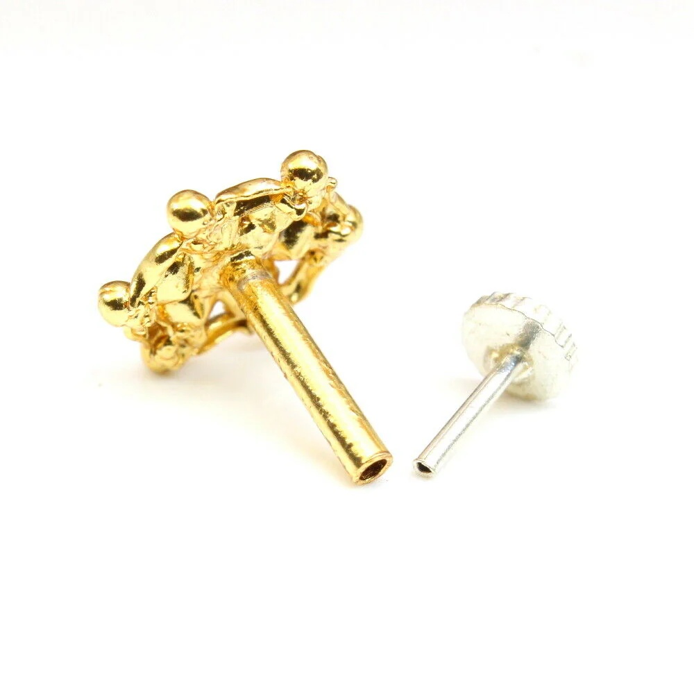 Gold plating floral nose pin/stud - Image 3