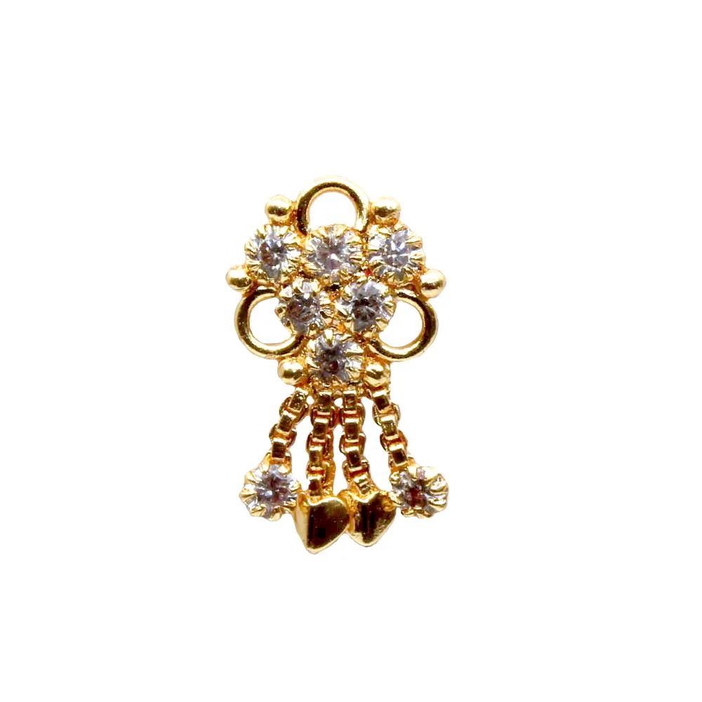 Gold-tone dangling chain nose push pin - Image 2