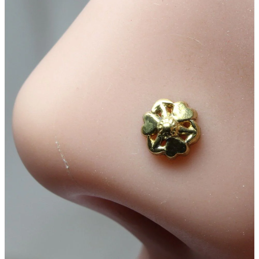 Golden petals floral nose pin - Image 2