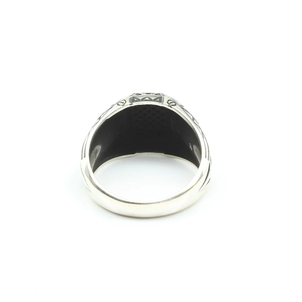Gothic 925 Sterling Silver Oxidized Black CZ Turkish Style Men's Ring - Image 5