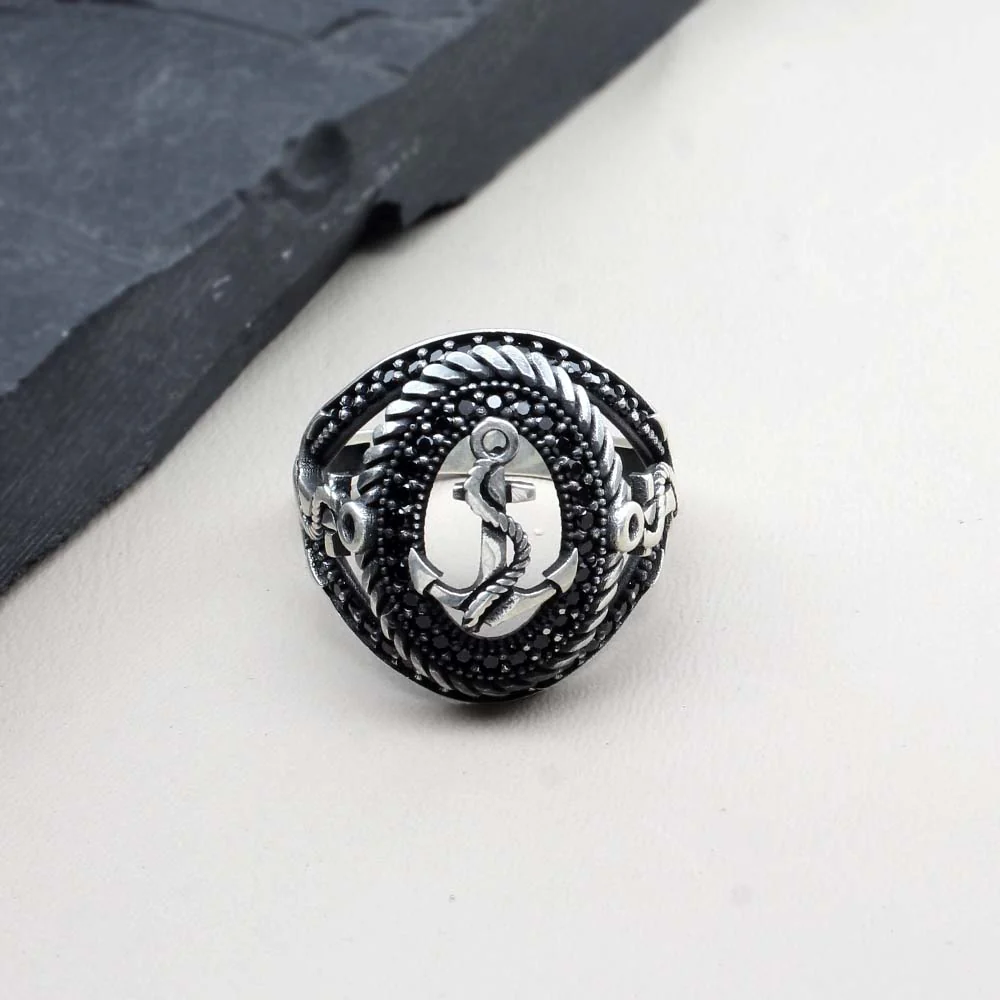 Gothic Sailor's Anchor Turkish Design Silver Ring