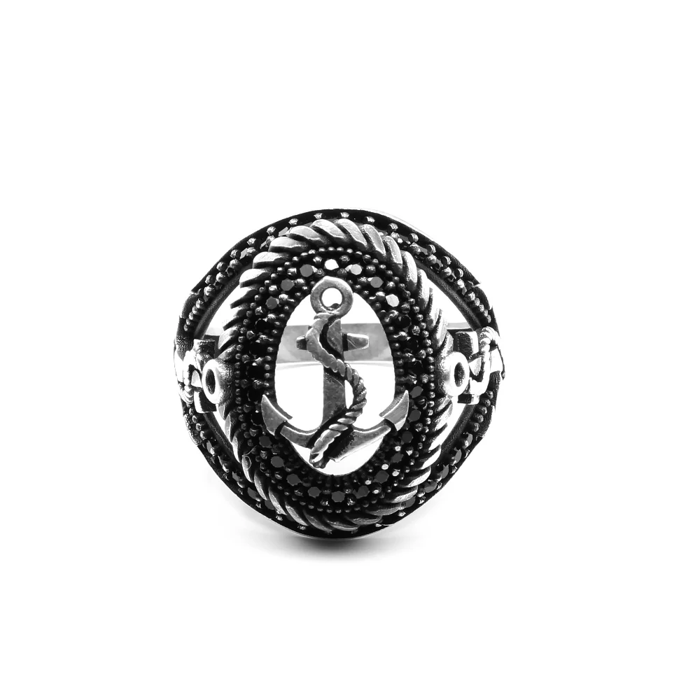Gothic Sailor's Anchor Turkish Design Silver Ring - Image 2