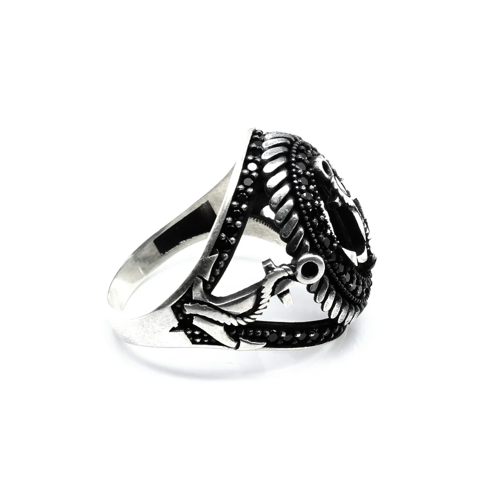 Gothic Sailor's Anchor Turkish Design Silver Ring - Image 3