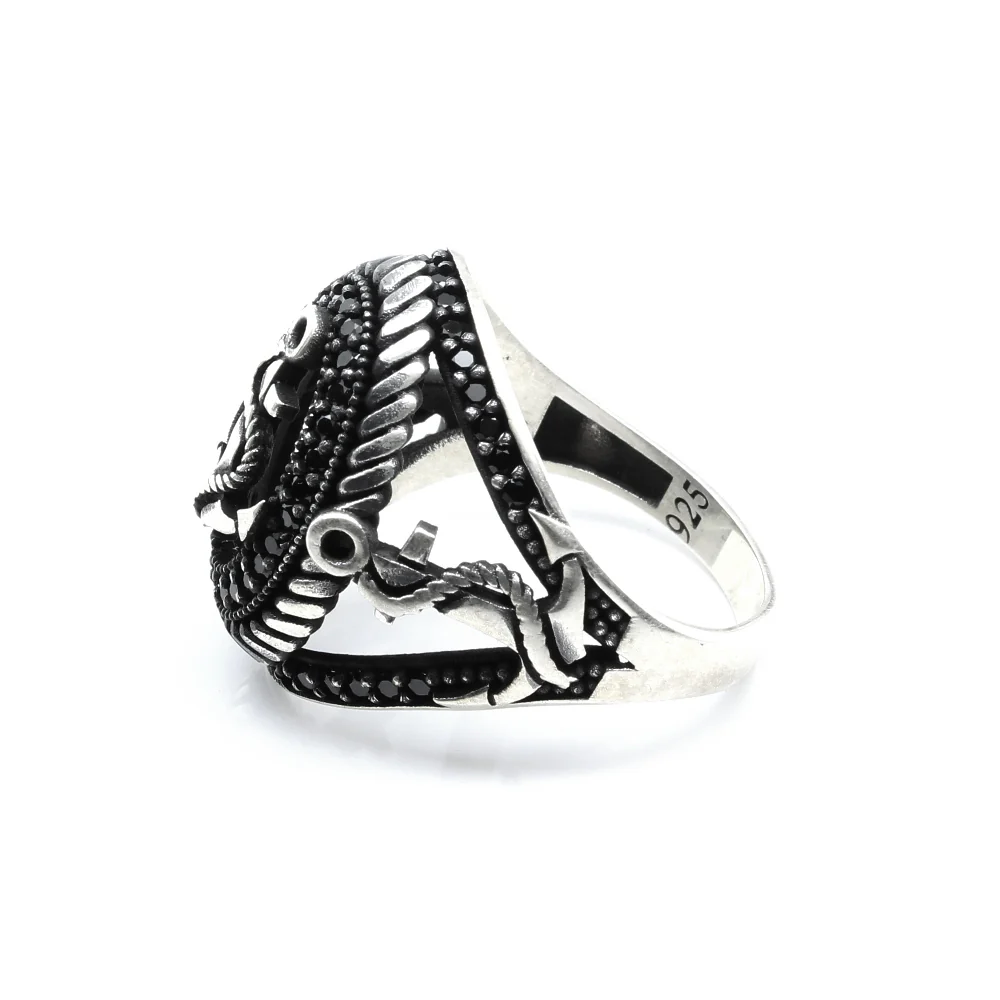 Gothic Sailor's Anchor Turkish Design Silver Ring - Image 4
