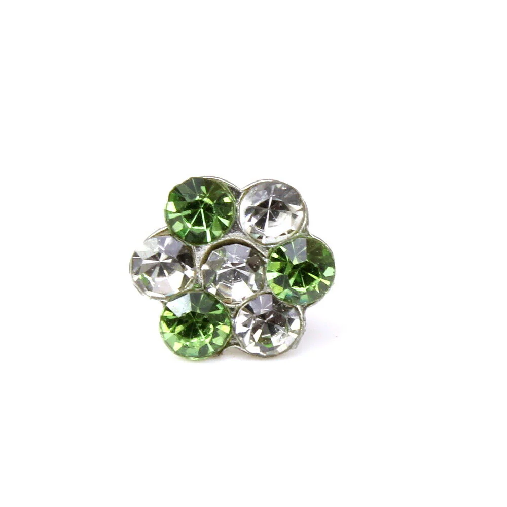 Green white crystal nose piercing - Image 2