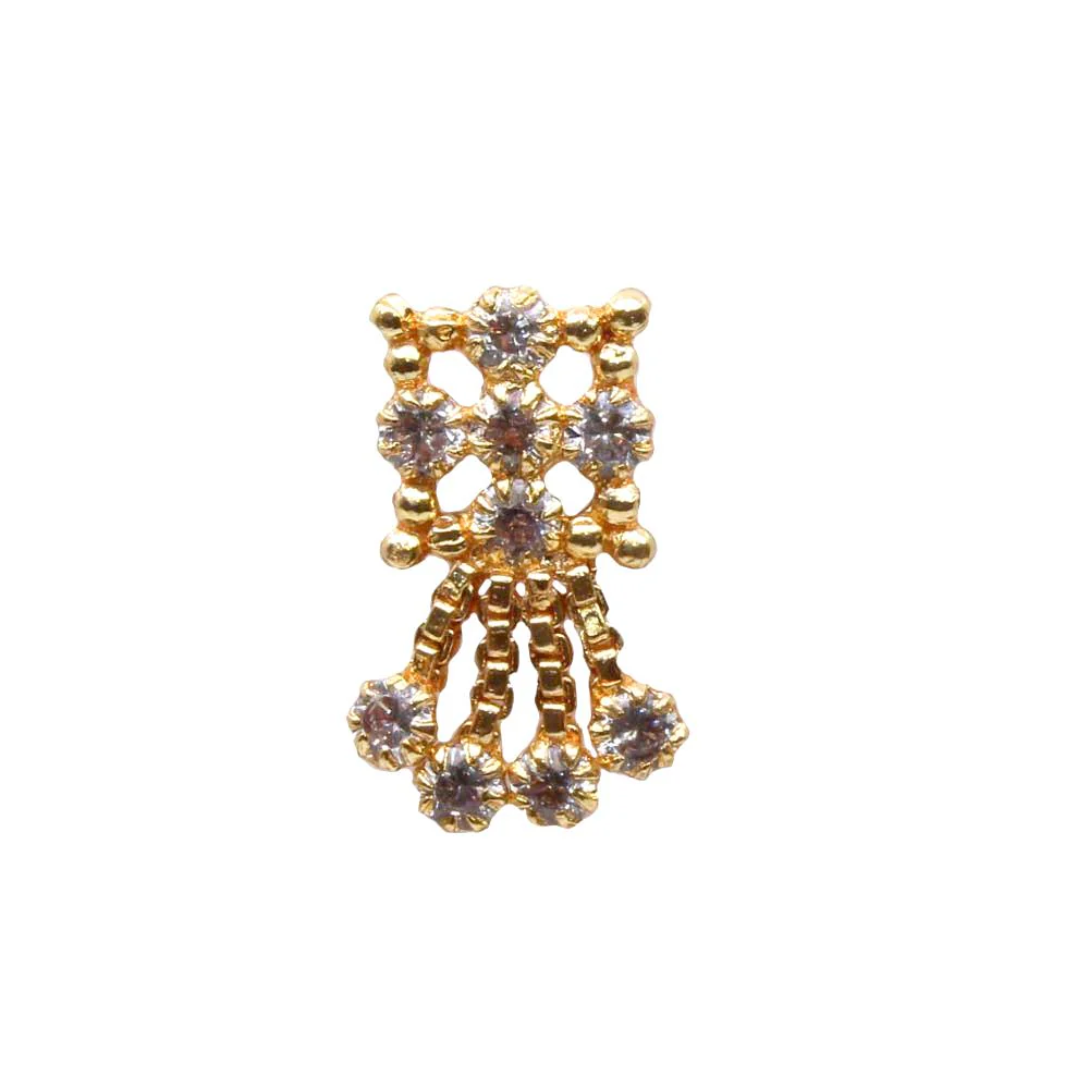 Handmade dangling white CZ nose stud - Image 2